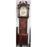 A Mahogany Eight Day Longcase clock, early 19th century, 14 inch arch painted dial, signed