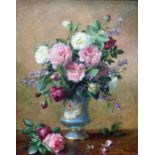 Albert Williams (1922-2010)Still life of mixed blooms in a Sevres style vaseSigned, oil on canvas,