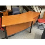 Neudorfler: A Cherrywood Curved Desk, on adjustable tubular metal legsmaximum diameter 250cm by