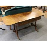 A Reproduction Mahogany Sofa Table, 152cm open by 62cm by 70