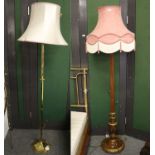 A Parcel Gilt Standard Lamp with Reeded Support, together with a brass example (2)