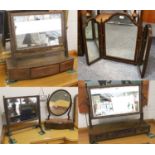 Four Various Georgian Mirrors and a Triptych Mirror