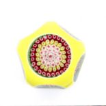 A Baccarat Bouquet Yellow Ground Faceted Paperweight, dated 1979, etched marks7.5cm diameterGood