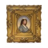 A KPM Style Porcelain Plaque, late 19th century, of oval form, painted with a portrait of Ruth9cm