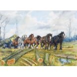 DM & EM Alderson (20th century)A team of horses hauling timberSigned and dated 1975, watercolour,
