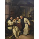 C* Graham (19th century)Monks merrymaking in a library Signed and indistinctly dated, oil on canvas,