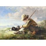 *BatemanYoung Shepherd and his attendant dog at rest in a mountainous landscapeIndistinctly signed