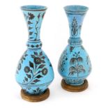 A Near Pair of Persian Faience Vases, possibly Kashan, 19th century, of baluster form with flared