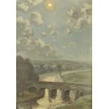 Hurst Balmford (1871-1950)"Grassington Bridge by Moonlight"With original inscribed artist's label