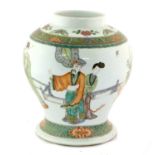 A Chinese Porcelain Baluster Jar, Kangxi reign mark but 19th century, painted in famille verte