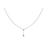 A Diamond Solitaire Pendant on Chain the old cut diamond in a white collet setting, suspended from a