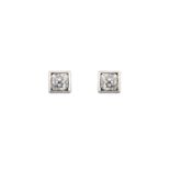 A Pair of 18 Carat White Gold Diamond Solitaire Earringsthe old cut diamonds in square settings,