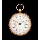 J Hargreaves & Co: An 18 Carat Gold Open Faced Chronograph Pocket Watch, retailed by J.