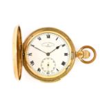 Thos Russell & Son: A Gold Plated Full Hunter Quarter Repeater Pocket Watch, signed Thos Russell &