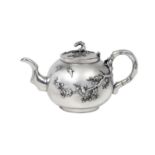 A Chinese Export Silver Teapot, With Artisan Workshop Mark for Wen Wei Ji, Canton and Hong Kong, Re