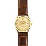 Tudor: A Gold Plated ''Big Rose'' Automatic Calendar Centre Seconds Wristwatch, signed Tudor, model: