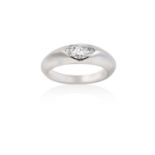 An 18 Carat White Gold Diamond Solitaire Ringthe marquise cut diamond inset within the plain