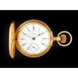 Waltham: A 14 Carat Gold Full Hunter Pocket Watch, signed Waltham, 1901, manual wound lever movement