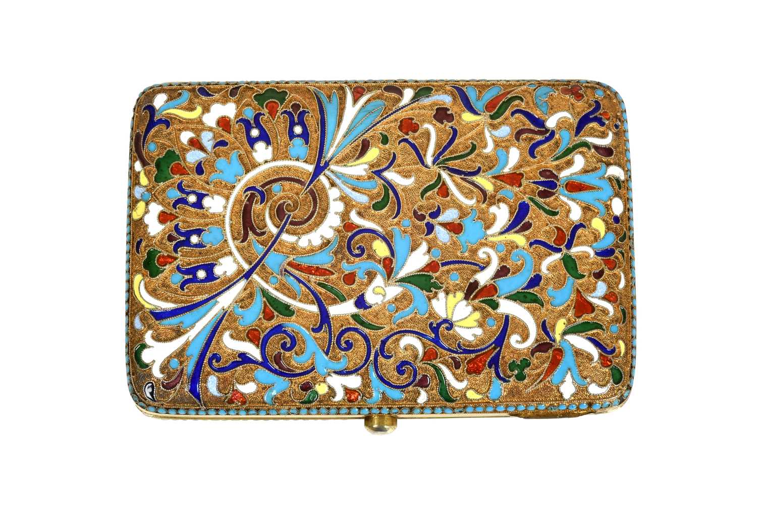 A Russian Silver-Gilt and Enamel Cigarette-Case, by Nicholai Zugeryev, Moscow, 1898-1914, Assay Mas