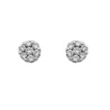 A Pair of 18 Carat White Gold Diamond Cluster Earringsthe central round brilliant cut diamond sat