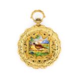 A Continental Enamel Pocket Watch, circa 1850, cylinder movement, enamel dial with Roman numerals,