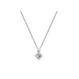 A Platinum Diamond Solitaire Pendant on Chainthe fancy round cut diamond in a four claw setting,