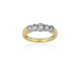 An 18 Carat Gold Diamond Five Stone Ringthe graduated round brilliant cut diamonds in white rubbed