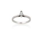 A Platinum Diamond Solitaire Ringthe marquise cut diamond in a claw setting, to a tapered shoulder