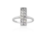 A Diamond Ringthe rectangular plaque set throughout with old cut diamonds, in white claw and