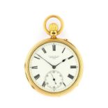 W.Batty & Son: An 18 Carat Gold Open Faced Pocket Watch, retailed by W.Batty & Son, Manchester,