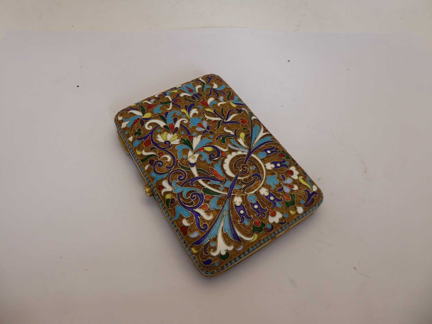 A Russian Silver-Gilt and Enamel Cigarette-Case, by Nicholai Zugeryev, Moscow, 1898-1914, Assay Mas - Image 4 of 6