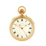 Arthur Kay & Bro: A 9 Carat Gold Open Faced Chronograph Pocket Watch, retailed by Arthur Kay &