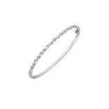 An 18 Carat White Gold Diamond Hinged Banglethe rope twist motif formed of a row of round