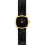 Piaget: An 18 Carat Gold Wristwatch, signed Piaget, circa 1985, manual-wound lever movement, black