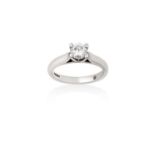 A Platinum Diamond Solitaire Ringthe round brilliant cut diamond in a four claw setting, to a