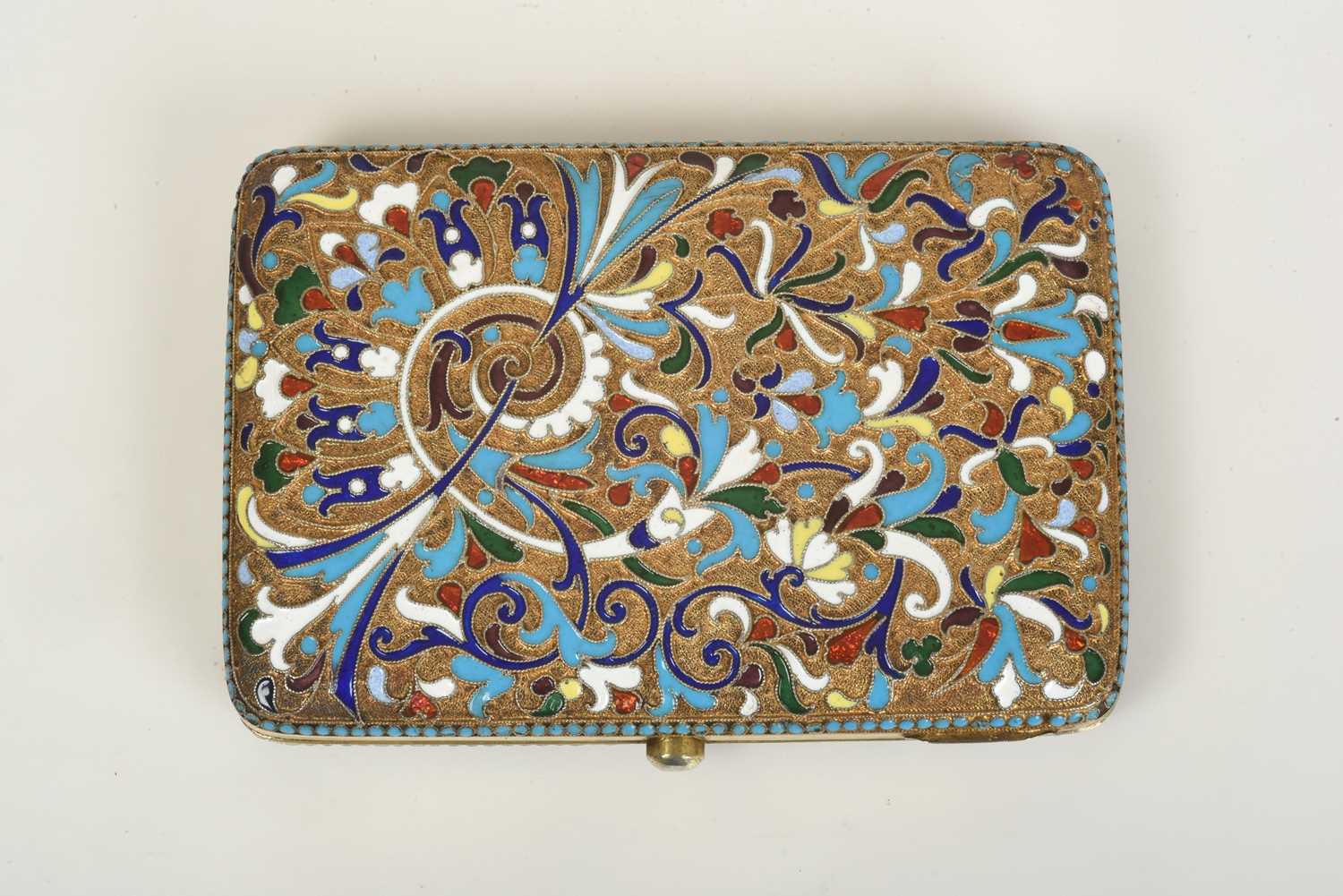 A Russian Silver-Gilt and Enamel Cigarette-Case, by Nicholai Zugeryev, Moscow, 1898-1914, Assay Mas - Image 2 of 6