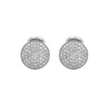 A Pair of 18 Carat White Gold Diamond Cufflinksthe circular plaques pavé set throughout with round