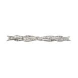 An Art Deco Diamond Bow Broochthe bow form with pierced detail and set throughout with old cut and