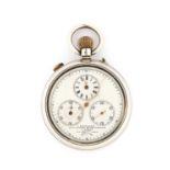 S.Smith & Son: A Silver Open Faced Single Push Split Seconds Chronograph Pocket Watch, retailed by S