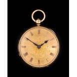 Robert Rimmer: An 18 Carat Gold Open Faced Pocket Watch, signed Robt Rimmer, Childwall, 1844, manual
