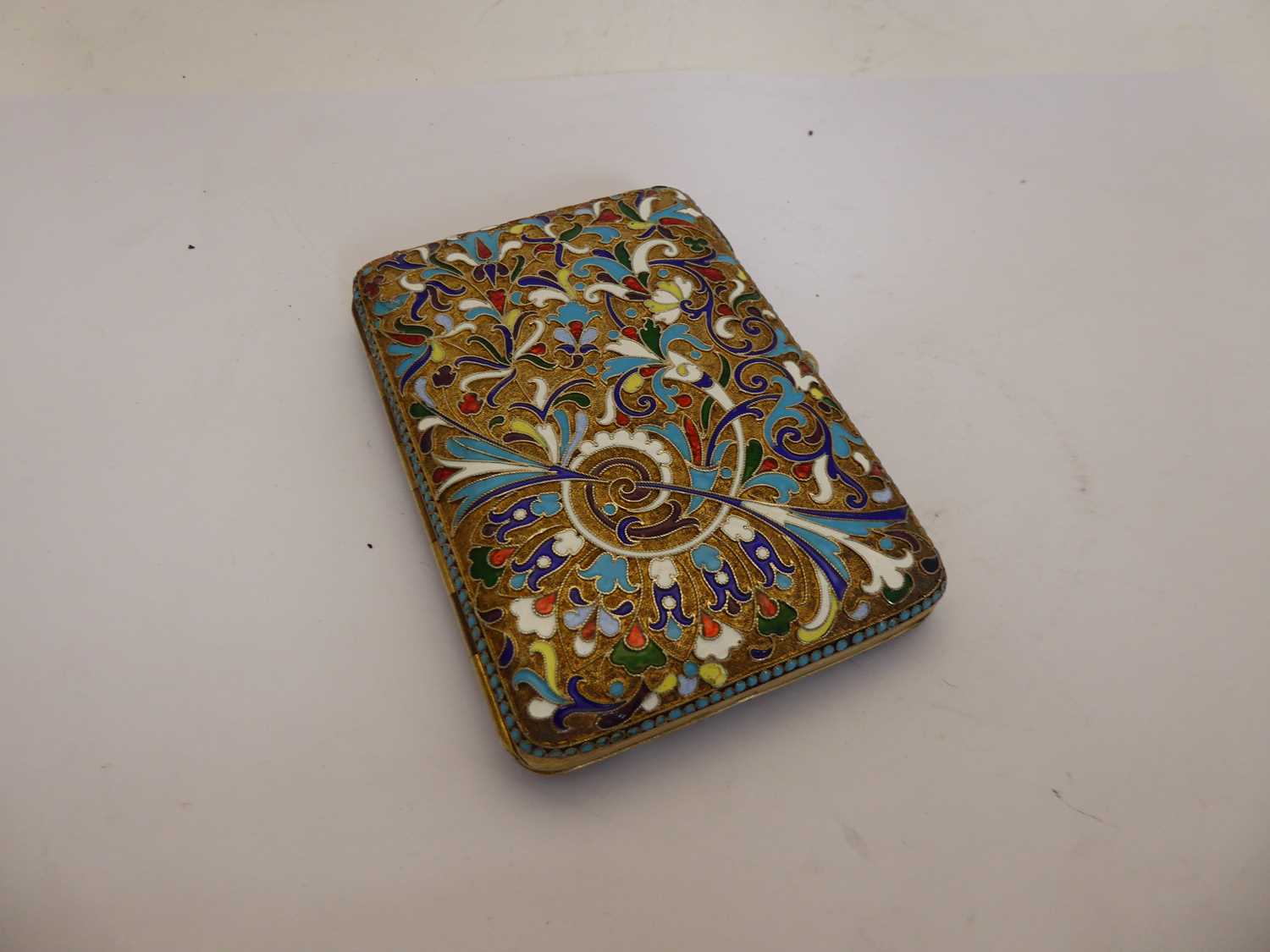 A Russian Silver-Gilt and Enamel Cigarette-Case, by Nicholai Zugeryev, Moscow, 1898-1914, Assay Mas - Image 3 of 6