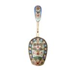 A Russian Silver and Enamel Caddy or Sugar-Spoon, by The 11th Artel, Moscow, 1908-1917