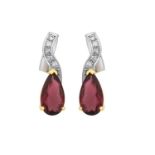 A Pair of Pink Tourmaline and Diamond Drop Earringsa round brilliant cut diamond white pavé set