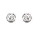 A Pair of 18 Carat White Gold Diamond Solitaire Earringsthe round brilliant cut diamond within a