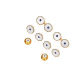 A Mother-of-Pearl and Sapphire Dress Stud, Button and Cufflink Suitecomprising of two dress studs,