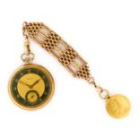 Celtic: A 9 Carat Gold Open Faced Pocket Watch, signed Celtic, 1943, manual wound lever movement,