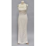 Circa 1995 Atelier Versace Cream Silk Crepe Evening Gown, full length and fitted form with clear PVC