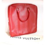 Circa 2005 Louis Vuitton Red Epi Leather Document Bag, with chrome-tone hardware, leather handles,