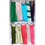 Assorted Circa 1960s Ladies Full Length Evening Dresses, comprising Carnegie of London blue, green