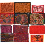 Collection of 20th Century Molas from San Blas Islands, Panama comprising twelve reverse appliqué